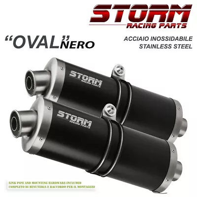 Exhaust Storm Mivv Black Mufflers Oval Steel Ducati Multistrada 1100 2006 > 2009 • $537.27